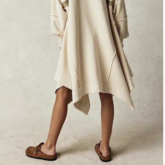 Free People Blair Oversized Sweatshirt Dress, New, Oatmeal Combo, Small - Picture 3 of 7